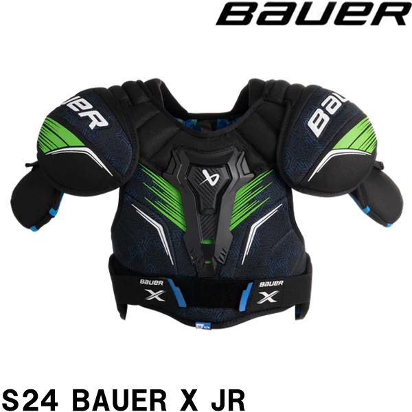 ■BAUER（バウアー）ショルダー　S24　BAUER　X　Junior●レクリエーションレベルのプレーヤー向けに作られた BAUER X ショルダー パッドは、あらゆるシフト中にしっかりと保護されながらも機敏な動きを維持できるように設計さ...