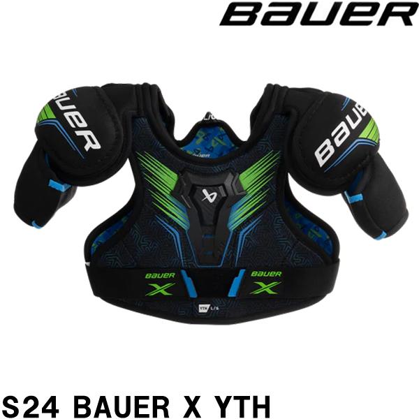 ■BAUER（バウアー）ショルダー　S24　BAUER　X　Youth●レクリエーションレベルのプレーヤー向けに作られた BAUER X ショルダー パッドは、あらゆるシフト中にしっかりと保護されながらも機敏な動きを維持できるように設計され...