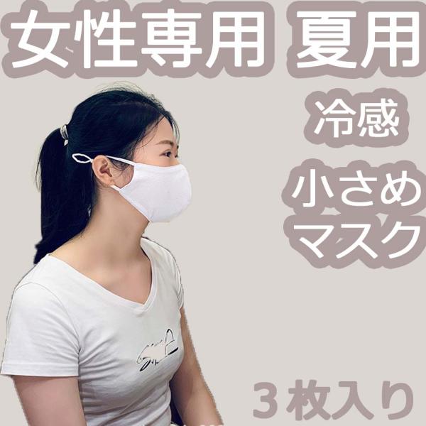 マスク小さめ　女性用　マスク　冷感　夏用　抗菌　ウィルス　花粉症　飛沫　蒸れない大人用　繰り返し洗える　小さめ ヒンヤリ ３枚入り送料無料　即納