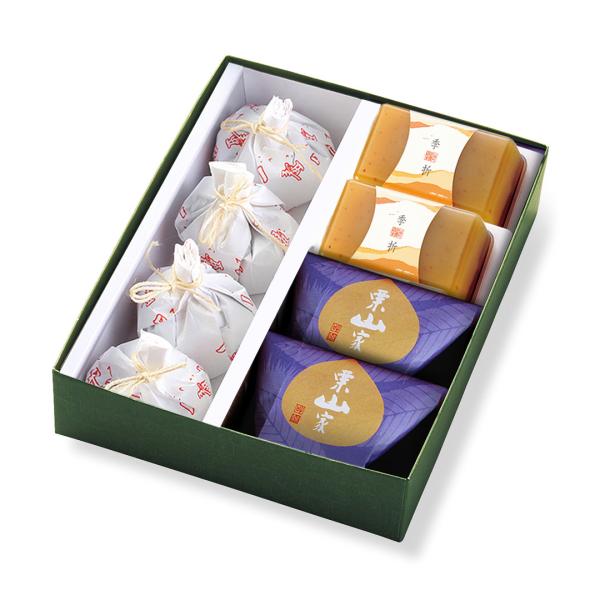 吟味した素材と菓匠の技が生きる叶匠寿庵の菓子を詰合せました。【一壺天】ほっくり炊き上げた栗を丸ごと一粒、極上の大納言小豆の餡で包みました。【季折】芋と小豆と栗。芋羊羹にきざみ栗を混ぜ合わせ、こし餡の羊羹と二層にすることで秋の実りをあらわしま...