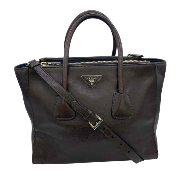 【希少】PRADA レザーハンドバッグ PRADA ブラックレザー ハンドバッグ