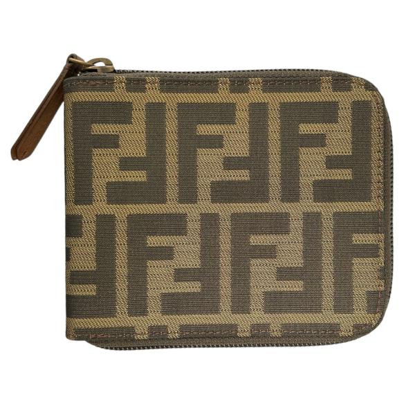 FENDI フェンディ ズッカ柄 二つ折り財布 ラウンドファスナー