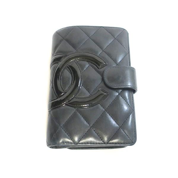 CHANEL シャネル カンボンライン 二つ折り財布 ブラック ピンク【送料 