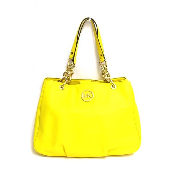 MICHAEL KORS マイケルコース イエロー レザー チェーン トートバッグ  