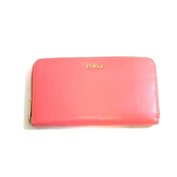 FURLA フルラ レザー ラウンドファスナー 長財布 ピンク【送料無料 