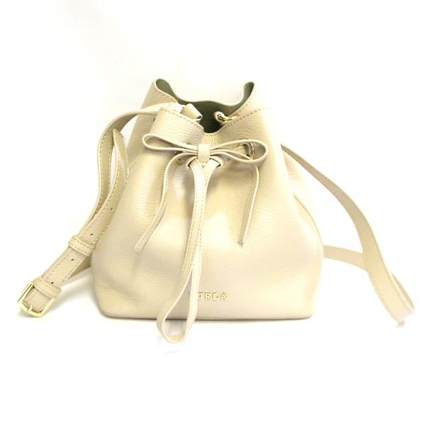 FURLA フルラ COSTANZA レザー 巾着 ショルダーバッグ ベージュ系【極  