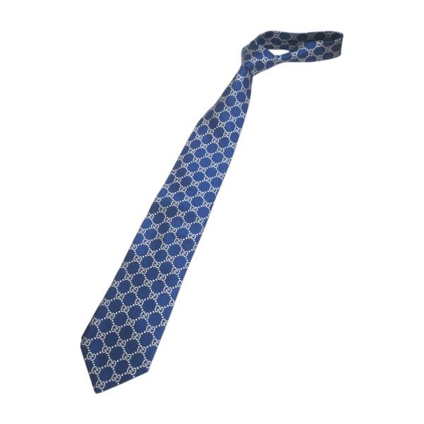 GUCCI GG柄ネクタイ 高級シルク 100％ GUCCI グッチ シルク100％ GG柄 ネクタイ ブルー系【送料無料