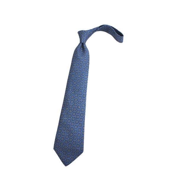 HERMES エルメス 総柄 シルク 100% ネクタイ ブルー系【送料無料