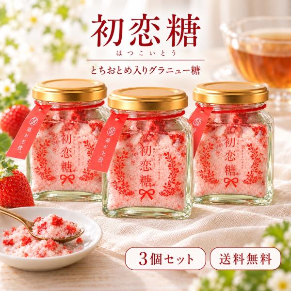 初恋糖 80g ×3個 セット フリーズドライ とちおとめ グラニュー糖 苺 いちご イチゴ ドライフルーツ 砂糖 ギフト ハロウィン 御歳暮 クリスマス 景品 お土産