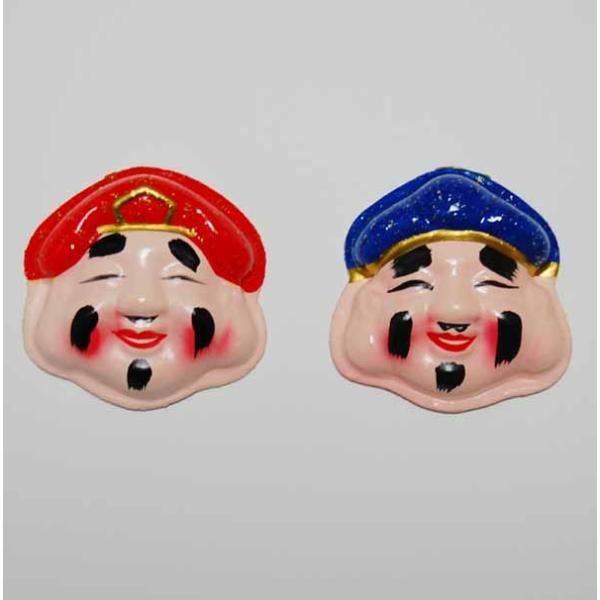 【サイズ：高さ約5.5cm, 幅約5.5cm, 厚さ1.5cm】 【素材：紙製】注：紐や糸は付いておりません。立体型の恵比寿・大黒様の二福セットです。張子なので、ビニールの様に軟らかくはありません。硬いです お正月飾り用に柳などの枝に吊り下...