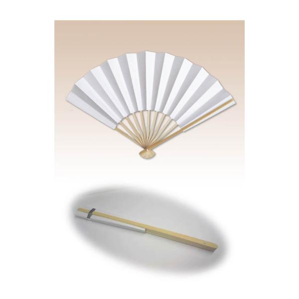 【サイズ：高さ約27cm・幅約42ｃｍ】【素　材：竹・紙】 約27cmの白いせんすです。 祭りなどの際、歌詞を書き込んで音頭上げ等にご使用頂いております。 絵などを書き込んでのご使用もお勧めです。 本格的な扇子ではありませんが、お得な値段な...