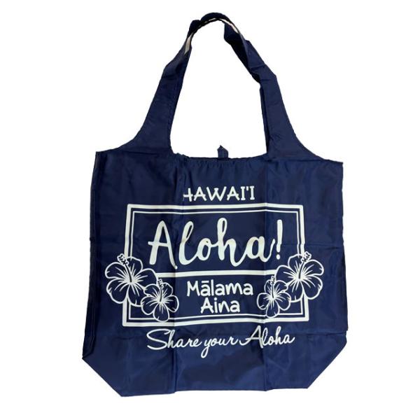 アロハレインボーエコバッグ NAVY/品番45FP1101N