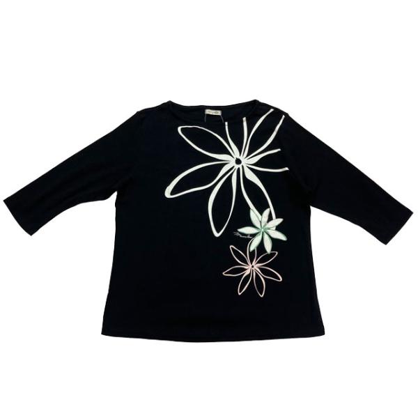 シャインティアレ　レディース7分袖Tシャツ　Maunaloa　BLACK/YCA-3304/KOT260