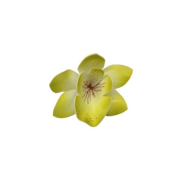 花の直径　約10cm花の名前　シンビジュウムウレタンフォームです。(クリップは付いていません)非常に柔らかい素材ですので強い力を掛け続けると変形することがございますのでご注意ください。