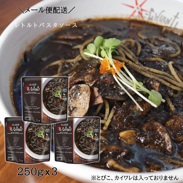 イルキャンティ イカスミのスープスパゲティ レトルトパスタソース 250g x 3袋 メール便 送料込み イカ墨のコクとトマトの爽やかさ 電子レンジ調理 お取り寄せ