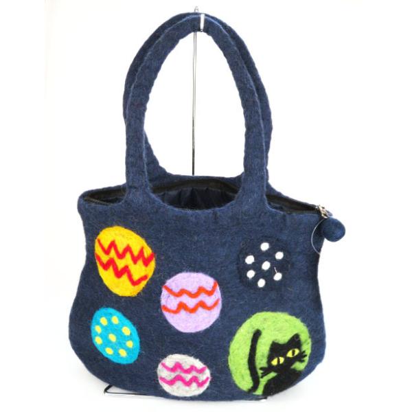 【レア❤️】ショルダータイプ　羊毛立体フェルトバッグ　ハンドメイド　猫バッグ　A4 karabanashop_fbag201205