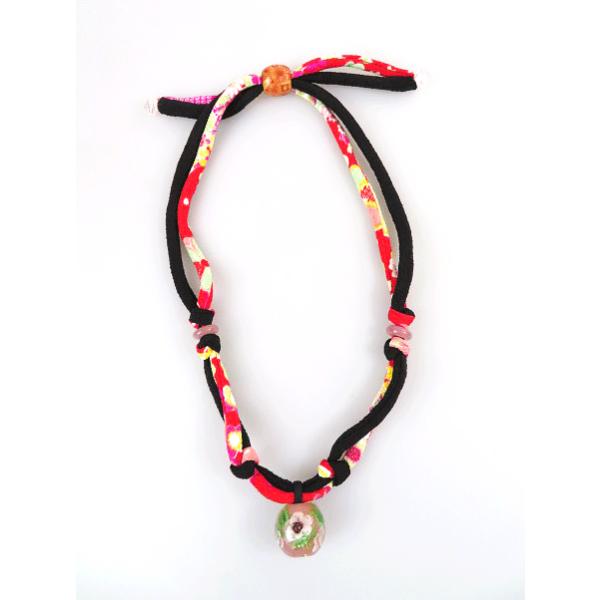 オリジナル　トンボ玉アクセサリー　花模様タッセル付きネックレス 楽天市場】トンボ玉 ネックレス フラワー ガラス ペンダント