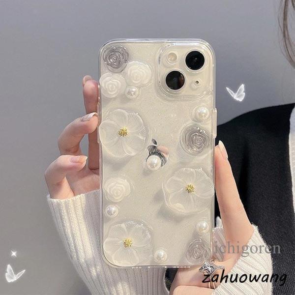 iPhone16ケース iphoneケース 3D 立体 フラワーズ 花柄 スマホケース iPhone12 iPhone13 iPhone15