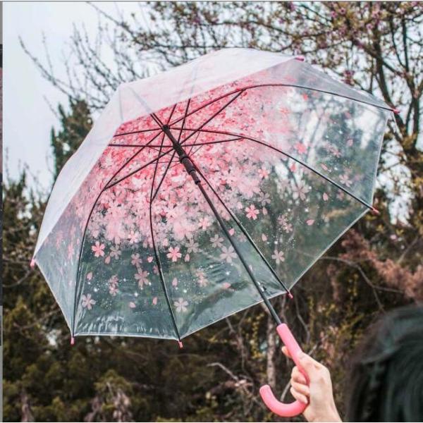 ビニール傘 透明 レディース おしゃれ 可愛い 桜傘 長傘 雨の日 梅雨対策 傘 8本骨傘 折りたたみ おしゃれ 学生 花柄 キッズ プレゼント 軽量