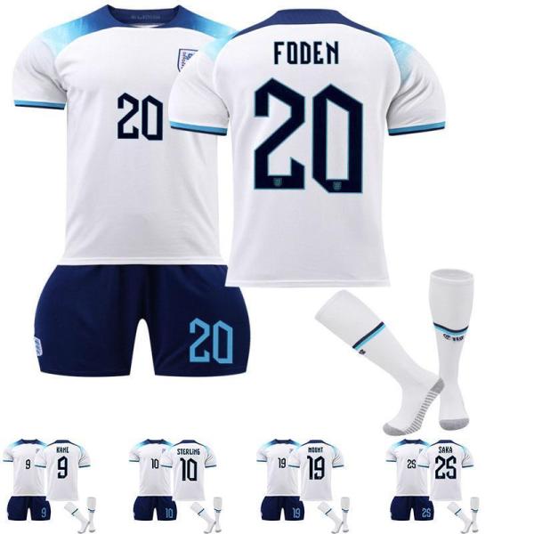 サッカーレプリカユニフォーム 22-23イングランドホーム サッカーウェア セット 背番号7/9/10/19/20/25 子供 大人 ユニフォーム