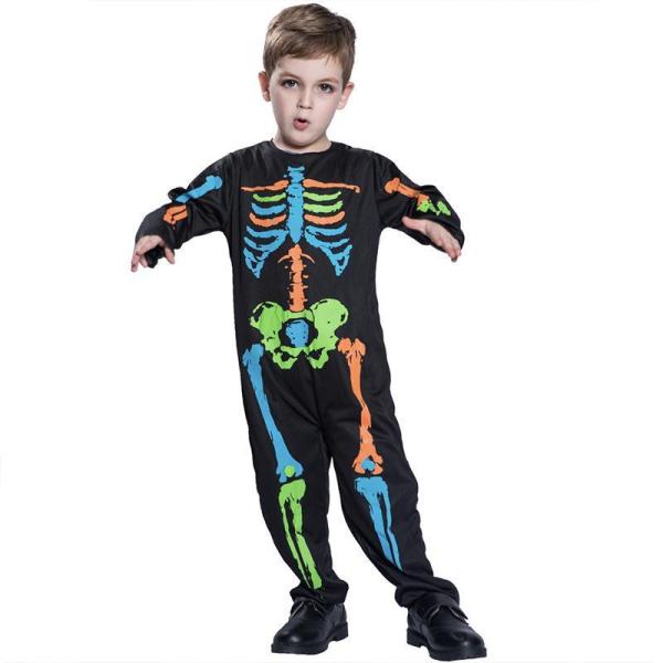 子供用 ハロウィン衣装ぐるみ ハロウィン コスプレ 衣装 つなぎ ジャンプスーツ ロンパース 骸骨 ガイコツ スケルトン 死神 コスチューム