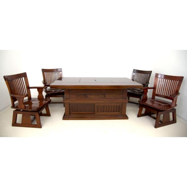 【セット①：テーブル】唐木家具 螺鈿細工 花梨 座卓 ※椅子別売 karakikagu_0007011000
