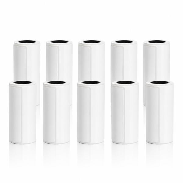 感熱ラベル紙 56×25mm 10巻セット 接着剤付き ミニプリンター用 サーマルプリンター 感熱用紙 白色 長さ3m 2年保存 ラベル 宛名 値札 整理収納 DIY オフィス