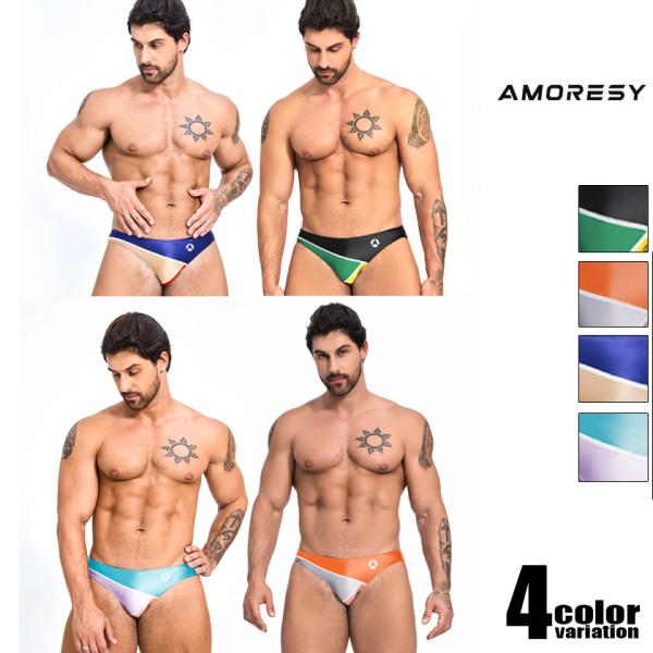 メンズビキニ　AMORESY/アモレシー オーディン スイミングブリーフ 光沢ビキニ ピッチリ　水着系生地 ファッション メンズ スポーツ　ジム 水着
