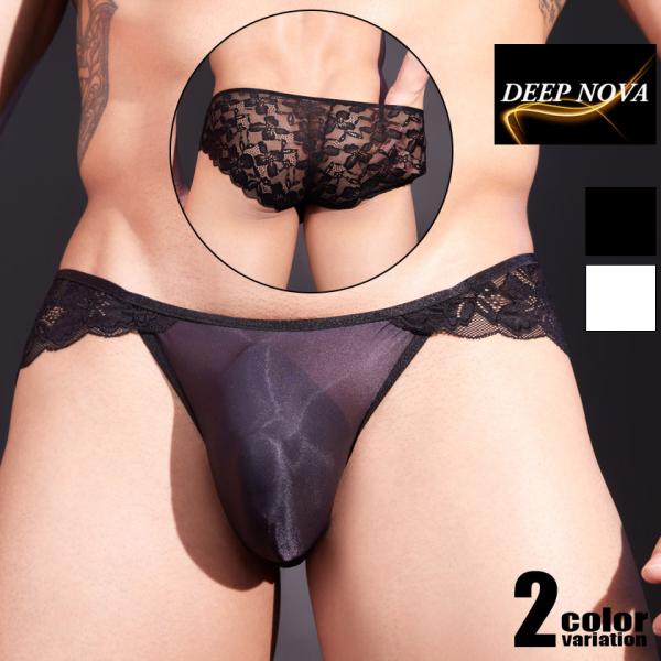 ビキニ メンズ DEEP NOVA/ディープノバ 花柄レース　スケスケ  ビキニパンツ 男性下着 メンズ ツルツル スベスベ 透け感