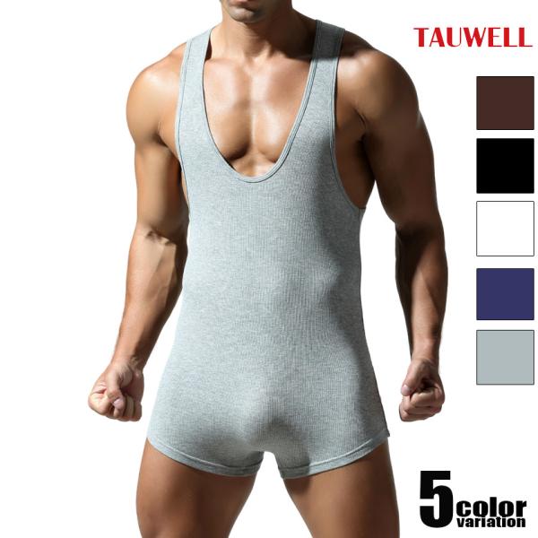 TAUWELL/タオウエール ナンバリング レーサーバック ソフト レーヨン ボディスーツ インナー　男性下着　メンズ　上下一体型
