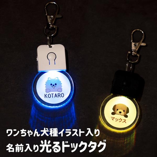 オーダーメイド　光る　ドックタグ　ネームタグ　迷子札　犬　小型犬　中型犬　大型犬　光るドックタグ UV