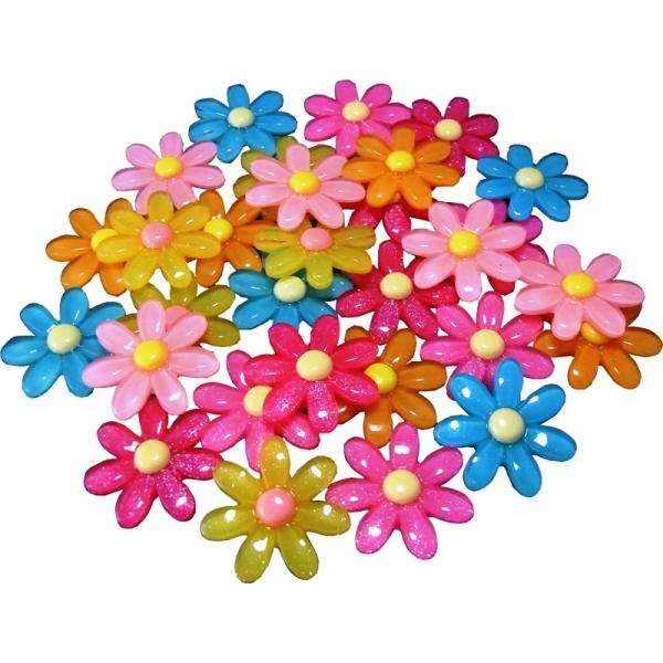デコパーツ プラパーツ フラワー 7枚花びら　約30×30mm　3個セット