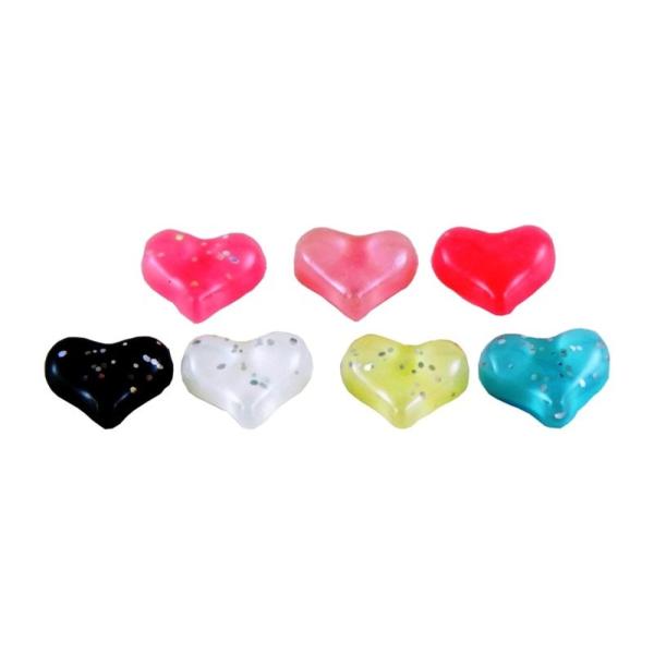 デコパーツ ぷっくりラメ ハート（大） パーツ  5個セット 約19×16×5mm