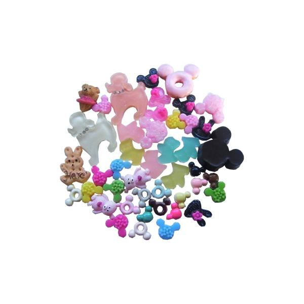 ミニ マウス 犬 うさぎ 熊 デコパーツセット 31種類44個入　