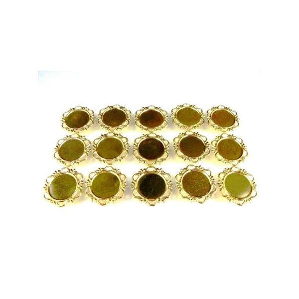 デコパーツ　UVレジン枠 丸皿 (大) ゴールド色 15個セット