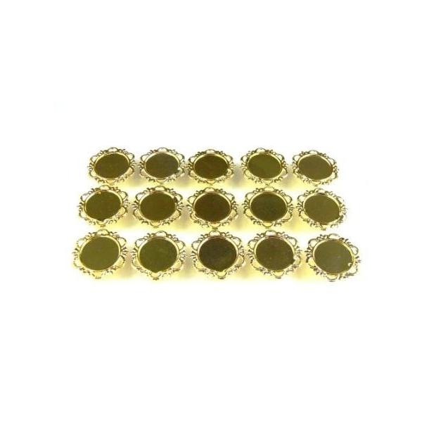 デコパーツ　UVレジン枠 丸皿 (小) ゴールド色 15個セット ミール皿