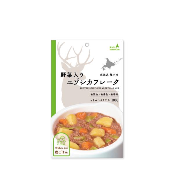 ペット/エゾシカ肉/鹿肉/シカ肉 鹿ごはん 野菜入りエゾシカフレーク 100g