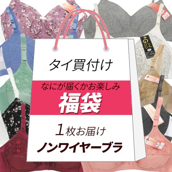 【今注目のタイ産ブラジャー】 おまかせ福袋で1枚お届け！・パッドポケットなしで、蒸れずに軽やかな着け心地・シンプルで自然なバストラインを演出・締め付け感がなくリラックスできる楽ブラ・商品により、ホックは２段２列または２段３列になります・お得...