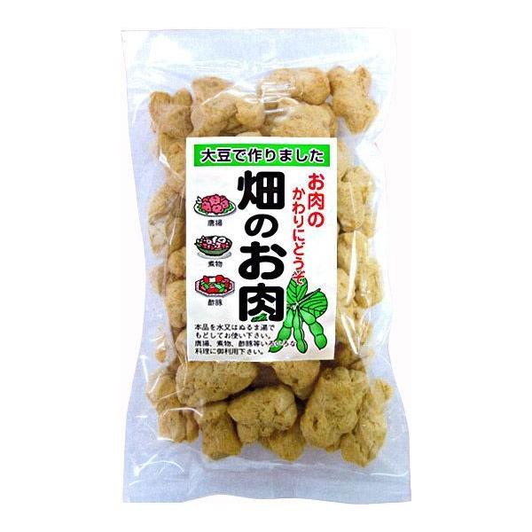 ■名称　畑のお肉（ブロック）■原材料名　粉末状植物性たん白（大豆たんぱく）、小麦グルテン、でん粉遺伝子組換え大豆は使用しておりません。 ■内容量　130g ×5個■賞味期限　製造日より10ヶ月 ■保存方法　直射日光や高温多湿を避けて保存して...