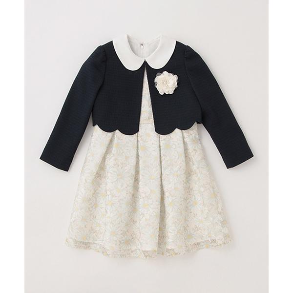 20％off 】130cm プティマイン petitmain花柄OP＋スカラップジャケット  