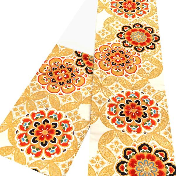 大光 振袖用 袋帯 仕立て付き 振袖帯 正絹 西陣織 振袖 礼装 フォーマル 新品 古典柄 宝相華 七宝 成人式 白 金色 ゴールド 仕立て込み 帯 絹 Ffo 292 Cephas Org Br