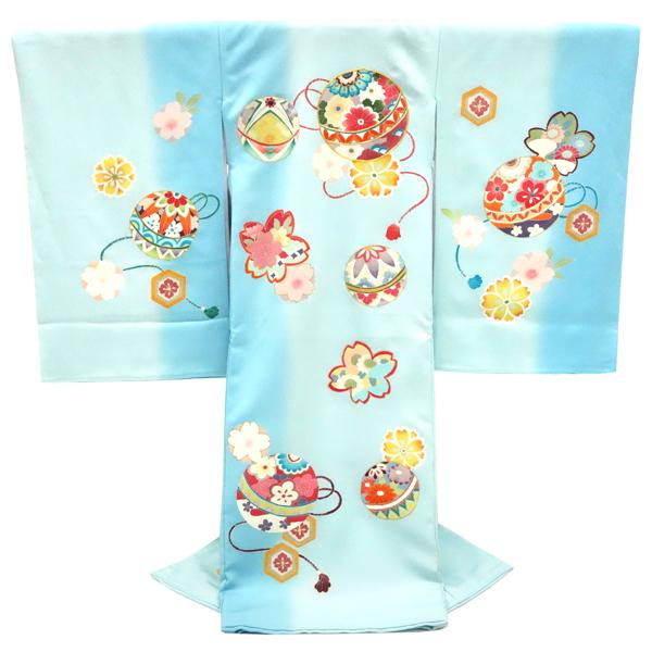 水色手描友禅の高級産着 女の子用ju-53