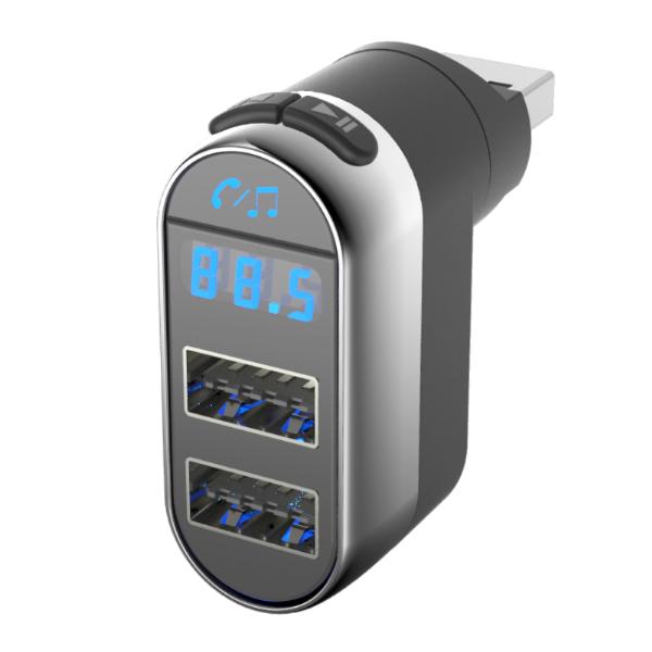 USB給電式。Bluetooth FMトランスミッター フルバンド USB-A×2ポート付