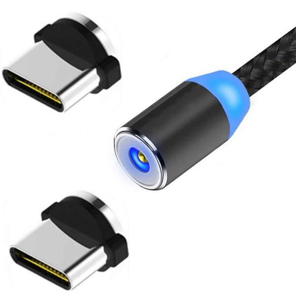 マグネット磁石式 充電ケーブル Type-C コネクタ USBケーブル マイクロUSB 360度回転 多機種対応 ブラック2本（1M+2M） :c-mi0217-12a:絆ネットワーク  通販 