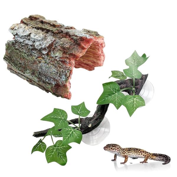 「商品情報」「主な仕様」リアルな樹皮の流木トンネルと登り木の爬虫類 シェルターのコンビセット：レオパやトカゲなど爬虫類にぴったりの隠れ家と登り木のセット。自然なデザインがケージ内を美しく演出し、水槽（ゲージ）内を爬虫類にリラックスできる快適...