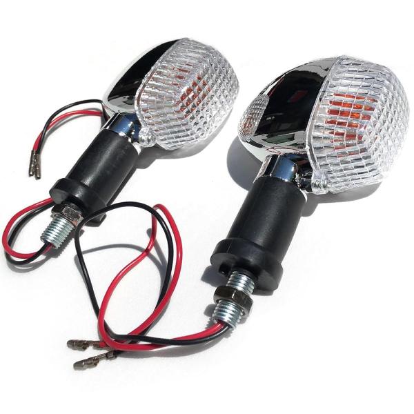 ウインカー バイク 用 汎用 リア フロント ウィンカー ランプ 12v メッキ レンズ 透明 2個 セット クリア