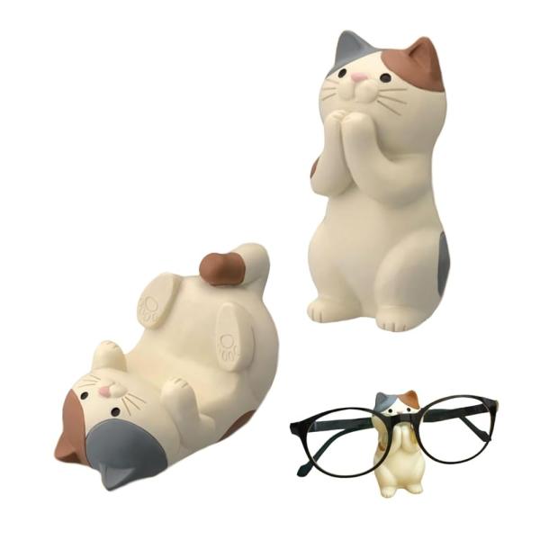 猫 スマホスタンド かわいい スマホ立て 可愛い 卓上 メガネスタンド メガネ立て メガネ置き 携帯スタンド 三毛猫