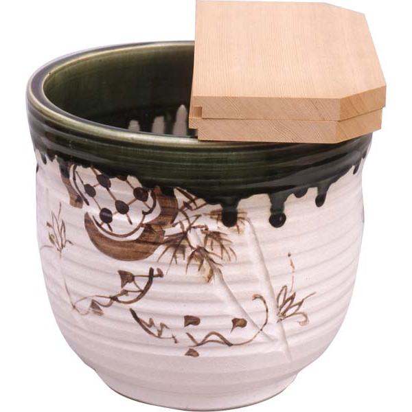 茶道具　水屋甕（織部　大）