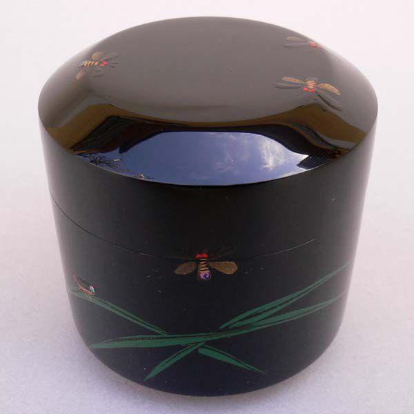 茶道具　小坂公一作　黒漆塗　青貝張　雪吹棗　共布共箱　V　6734 茶道具 青貝入蛍早苗雪吹（即中斎好写） 一星作 : 茶道具春日園ヤフー