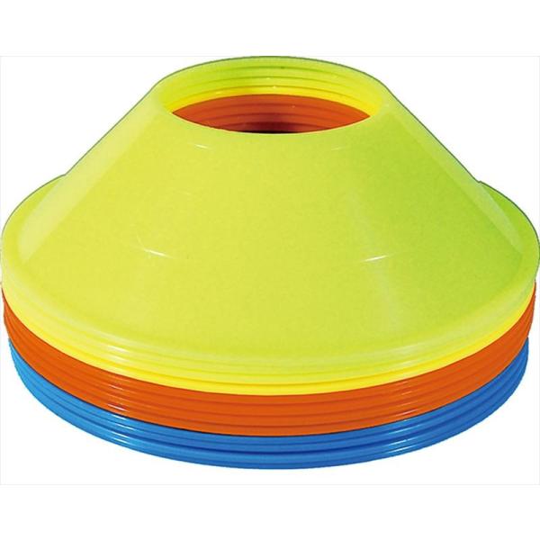 様々なトレーニングに使える蛍光カラーステップコーン。ステップトレーニングの他、ターゲットマーカーなど様々な使い方ができます。うすくラインを入れているのでカッター等で切れば２種類のサイズに分離できます。<br>素材：ポリエチレン&...